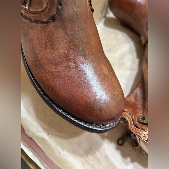 Bed Stu Hustle Leather Mid Calf Zipper Boots 6.5 Teak Rowan - Picture 8 of 11